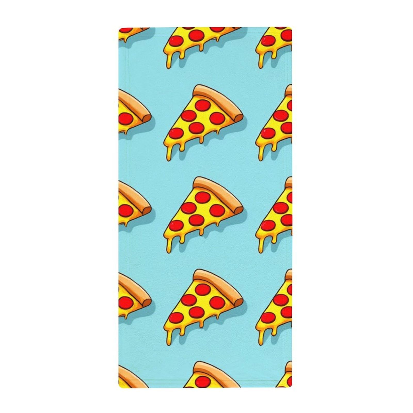 Anceky Professional Spa Face Towels, Pizza Cartoon Pattern Super Soft Hand Towels for Hotels, Yoga & Luxury Bathrooms