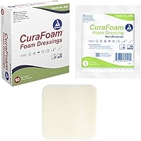 Dynarex CuraFoam Sterile Foam Dressings 4x4.25" - Highly Absorbent for Medium-Heavy Exuding Wounds, Cushioned Pain Relief, Box of 10
