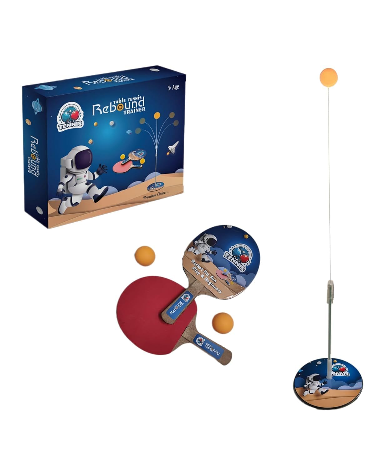 Table Tennis Trainer Toys for Kids & Adults | Rebound Rackets and Balls Base Training Practice Set | Outdoor Indoor Games for Boys & Girls (Blue)-image-46