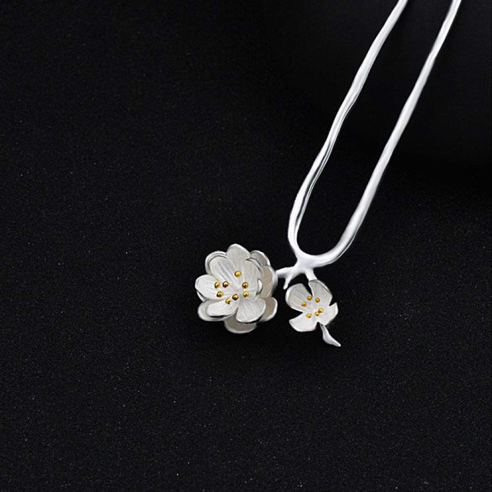 Gioielli per Capelli Cinesi, Bacchette for Capelli retrò a Forma di U in Argento 925 for Donna, 2 forcine for Capelli con Fiori di pesco, Perle Etniche, 2 Punte for Chignon.