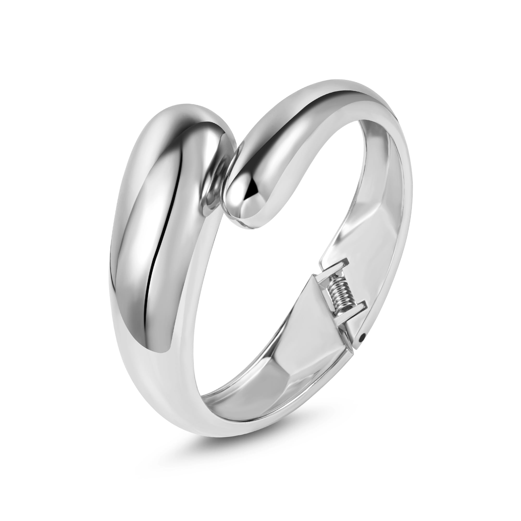 ALEXCRAFT Pulsera de Mujer Banda Ancha Bañada en Oro de 14K Ajustable Grueso Acero Inoxidable