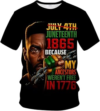 Blissboy Funny Juneteenth T-Shirt Novelty Short Sleeve Crewneck Shirt