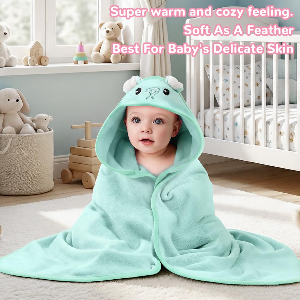 DiULi Serviette de Bain Bébé à Capuche 80x80 cm, Cape de Bain Bébé Naissance Ultra Douce et Absorbante, Sortie de Bain Poncho avec Capuche Animal Bébé Fille Garçon, Cadeau de Naissance