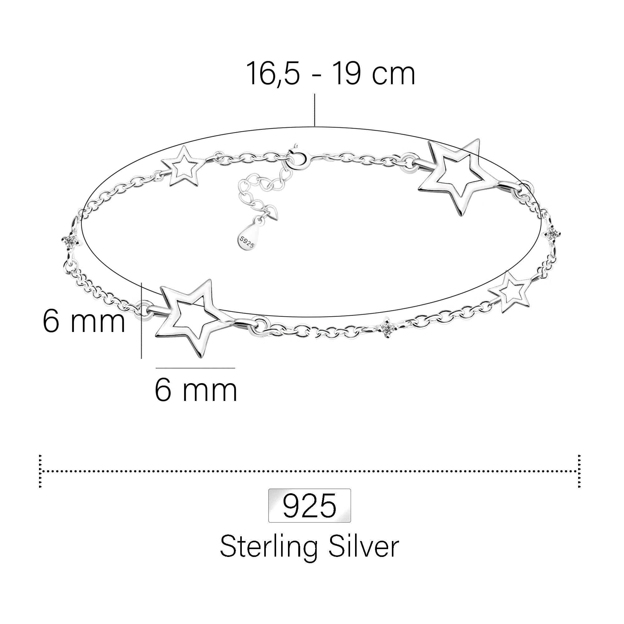 Sofia Milani - Bracciale da Donna in Argento 925 - con Pietra Zircone - Ciondolo a Stella - B0266