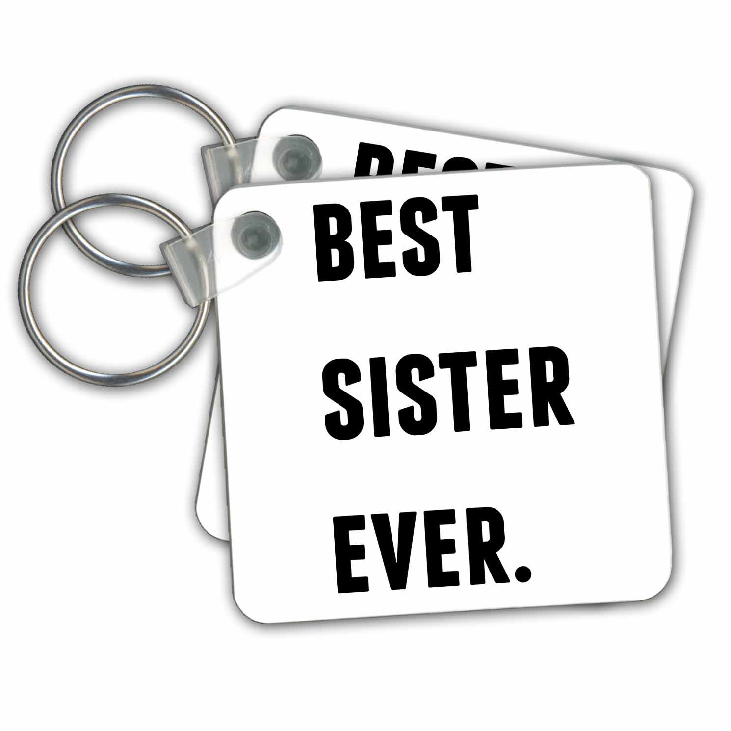 Porte-clés Best Sister Ever : un message d'affection gravé en noir et blanc