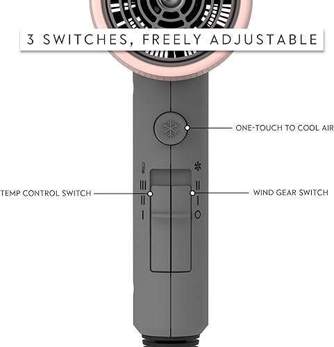 Miniatura 3 de AINA Secador de pelo con difusor, secador de pelo para mujer  Tecnología iónica avanzada, revestimiento de cerámica  Cold Shot cuenta con calor