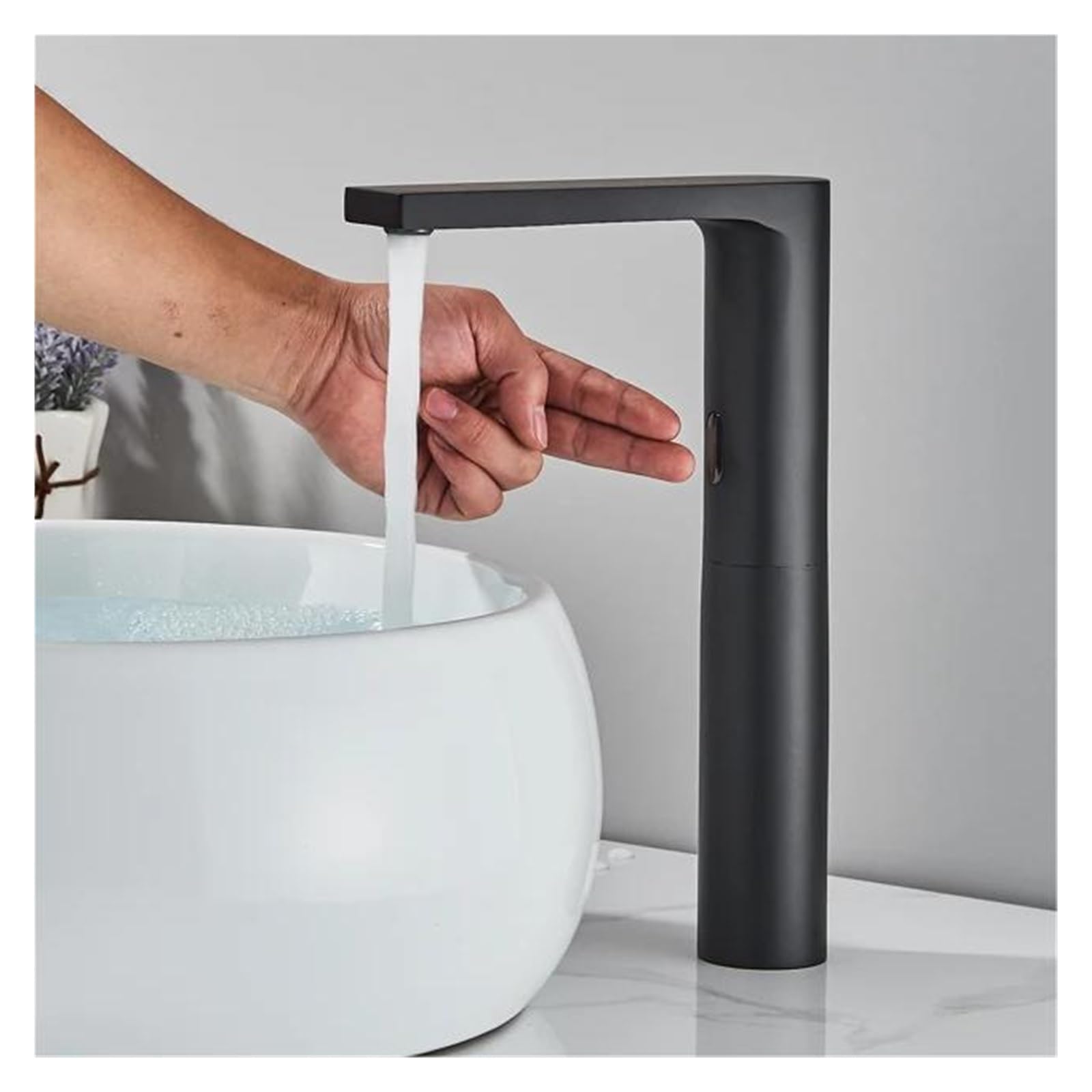 Robinet de lavabo à capteur tactile noir mitigeur salle de bain eau chaude froide meuble