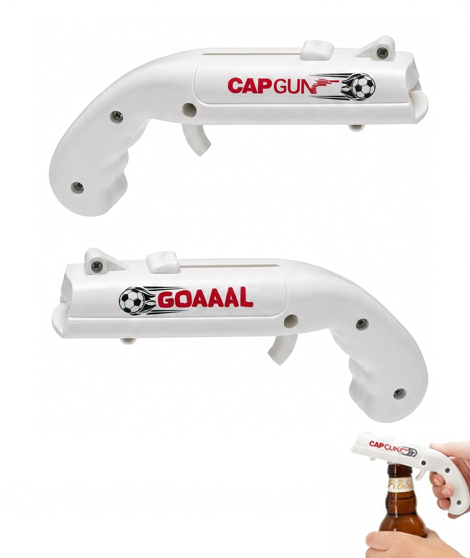 Cap Gun Bottle Opener, Soccer White Cap Launcher Beer Opener, Funny Bar Tools and Gadget Gift for Parties and Home Kitchen-image-34