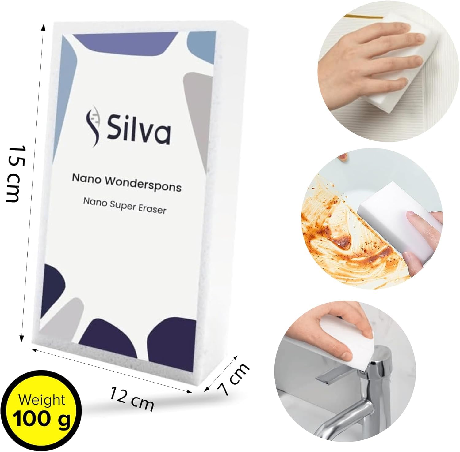 Silva Nano Putzschwamm – 100% Natürlicher Zellulose Küchenschwamm | Kratzfester, wiederverwendbar & komprimiert Reinigungsschwämme für Küche, Bad & Topfschwamm | Ecofreundlicher Wonder Sponge 10 Stück