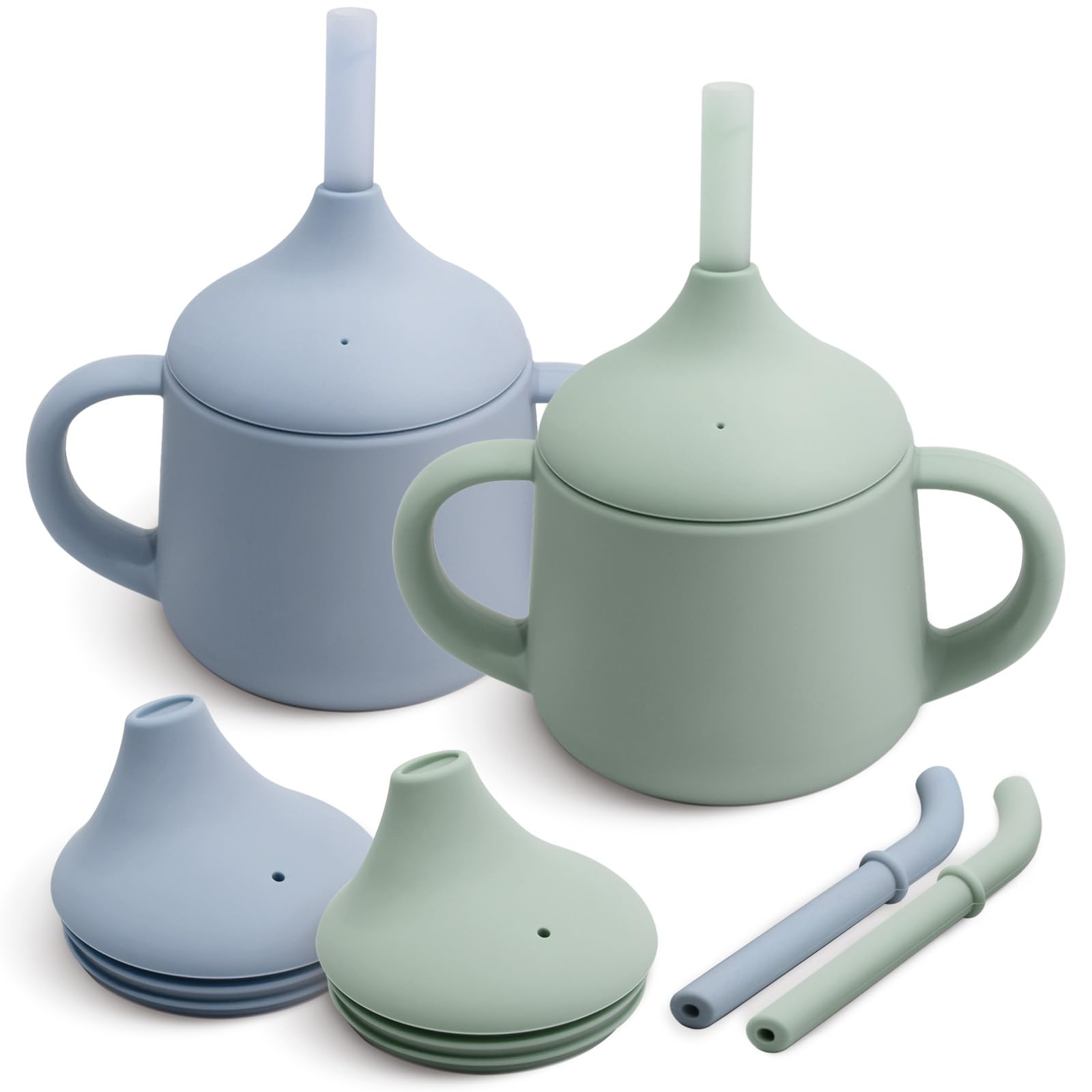 Moonkie Silicone Baby Sippy Cups | 3 Stages Training Cup Straw Cup for Infants Toddlers and Kid | 4 oz 2PackMoonkie Silicone Baby Sippy Cups | 3 Stages Training C…