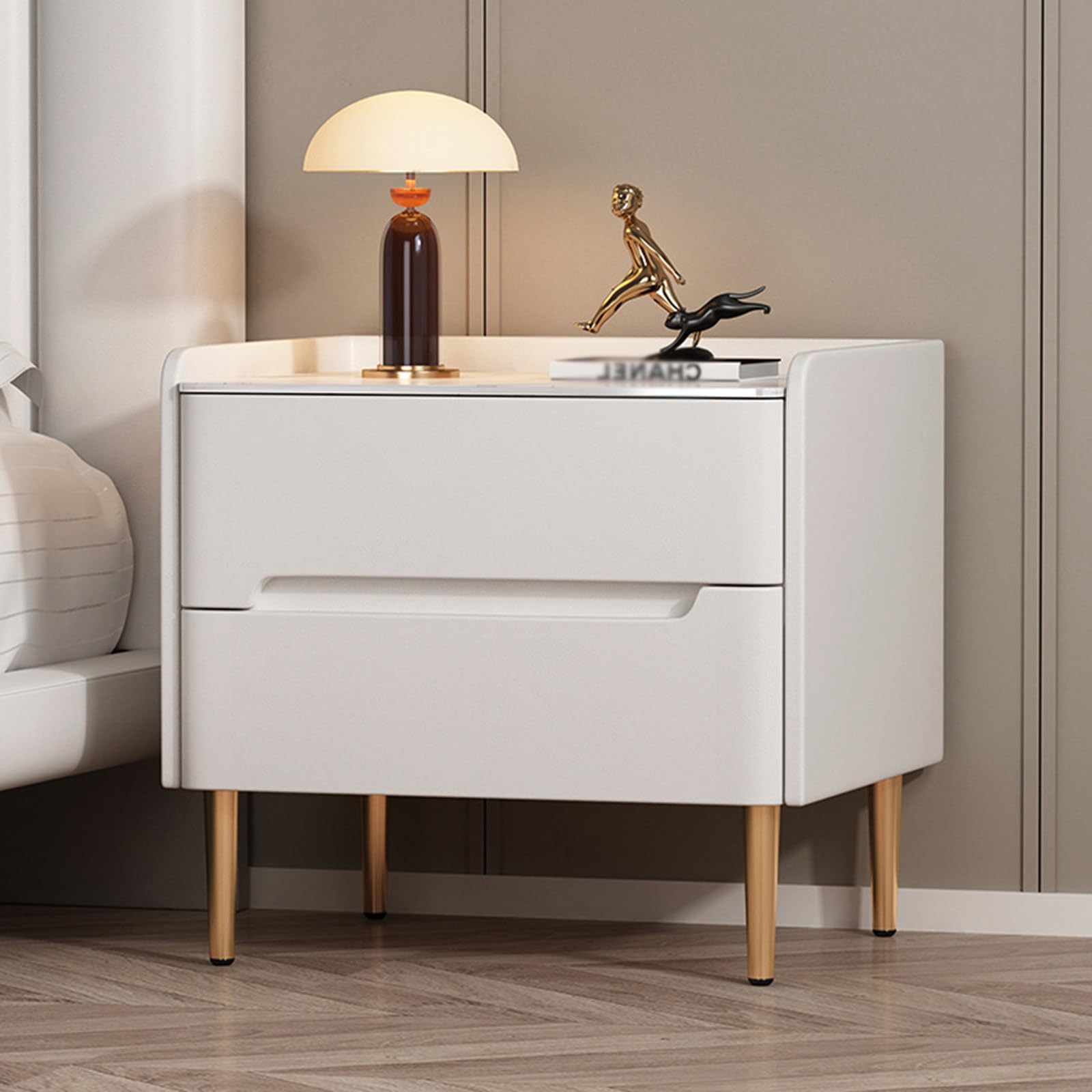 Table de chevet en bois massif avec 2 tiroirs pour chambre