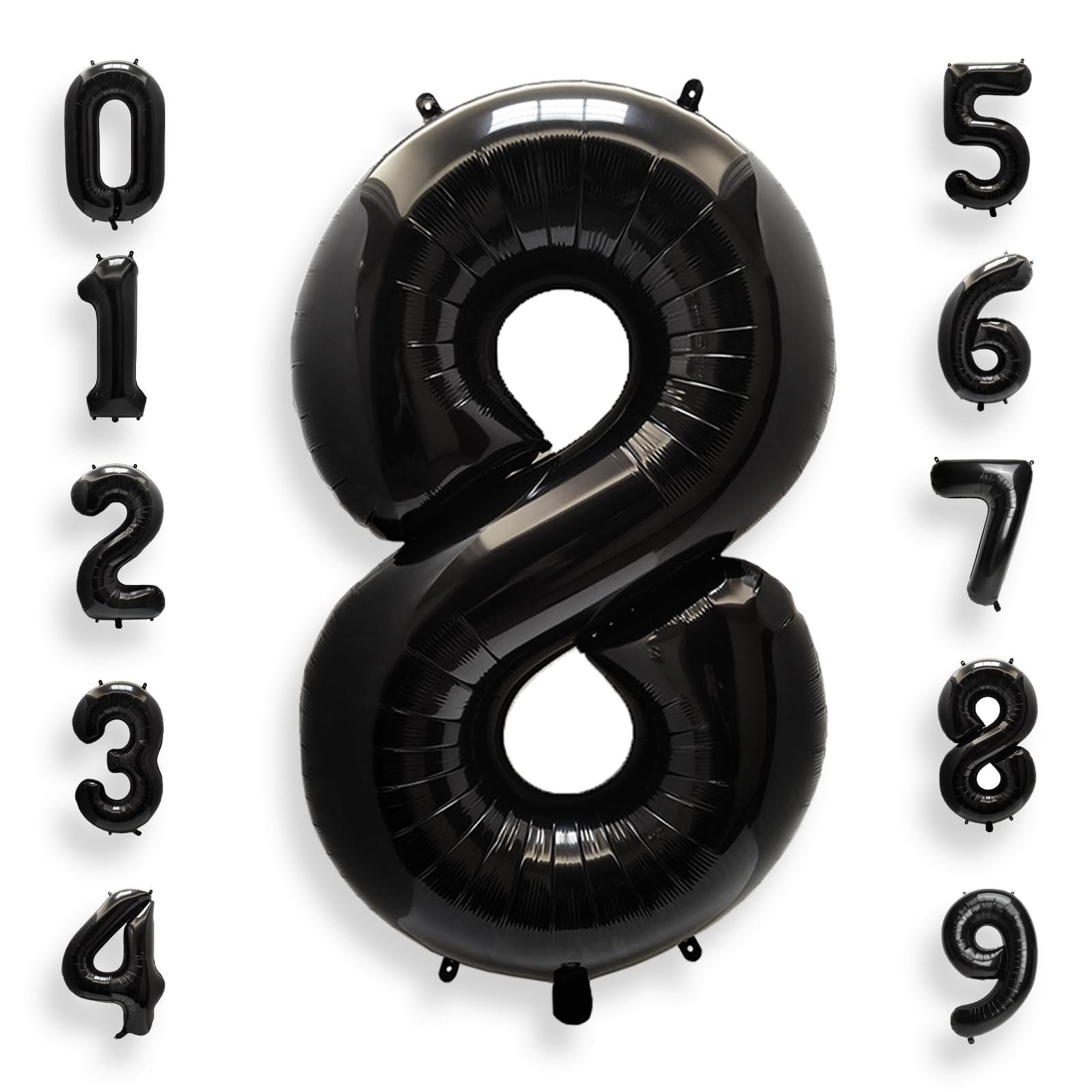 AULE 40 Inch Big Black 0 Balloon Number Large Foil Helium Number Balloons 0-9 Jumbo Giant Happy 0th Birthday Party Decorations for Boy or Girl Huge Mylar Anniversary Party Supplies — view 20