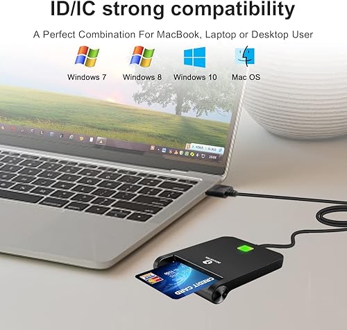 Miniatura 4 de ZOWEETEK Lector CAC Militar, Lector de Tarjetas CAC Militar, Lector de Tarjetas Inteligentes Militar, Compatible con Windows, Mac OS y Linux