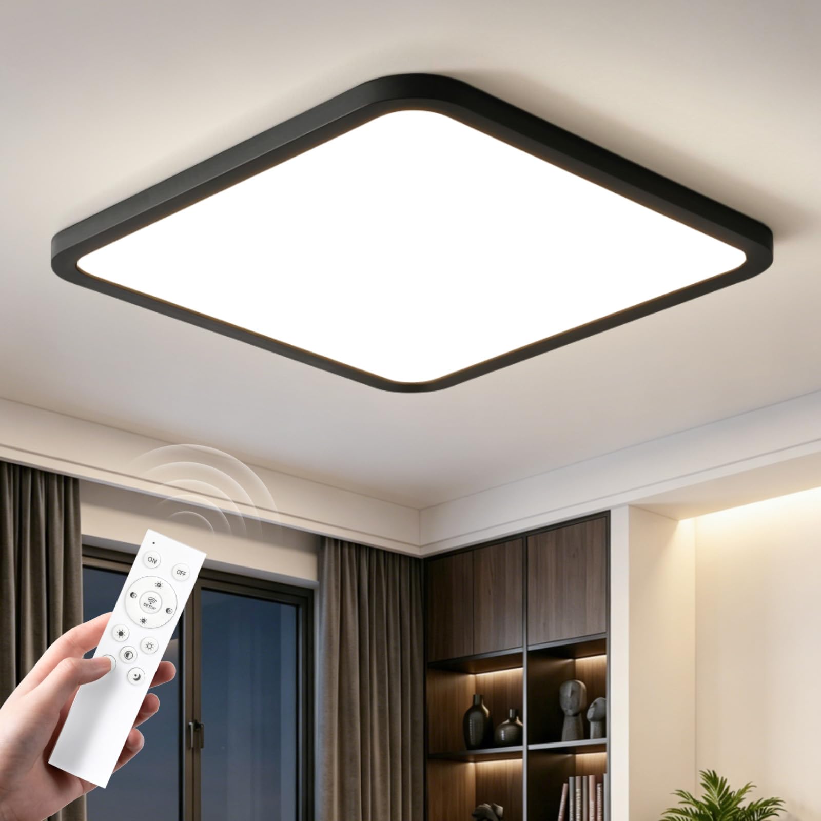 Plafon LED Techo 40CM Regulable, Superficie Panel Led con Mando a Distancia 3000K-6500K, 42W Cuadrada Lámpara de Techo …