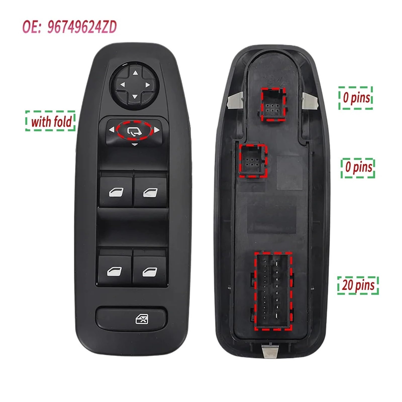 Sollevamento Finestra Elettrica Per PEUGEOT 208 2008 2013-2018 Interruttore Della Finestra Energia Elettrica Sollevatore Pulsante Controllo Accessori 96749624ZD
