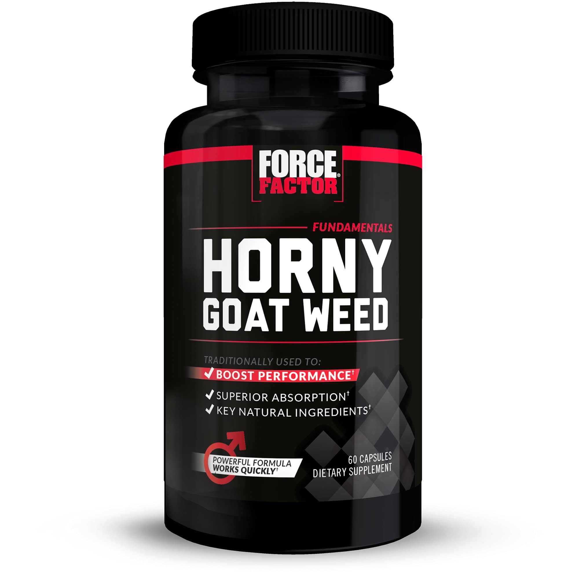 Force Factor Horny Goat Weed for Men, Natural Male Drive and Vitality Supplement with Natural Ingredients for Superior Absorption, Fundamental Series, 750mg, 60 Capsules 60 Count (Pack of 1)