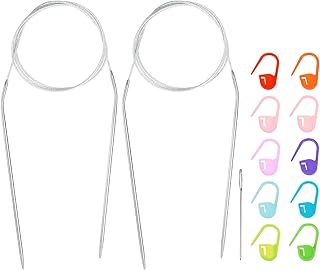 uxcell 2本組 かぎ針 US2.5号(3 mm) 輪針 100cm 丸型 ステンレス製 編み物針 マーカー付き 手作りプロジェクト DIY編み