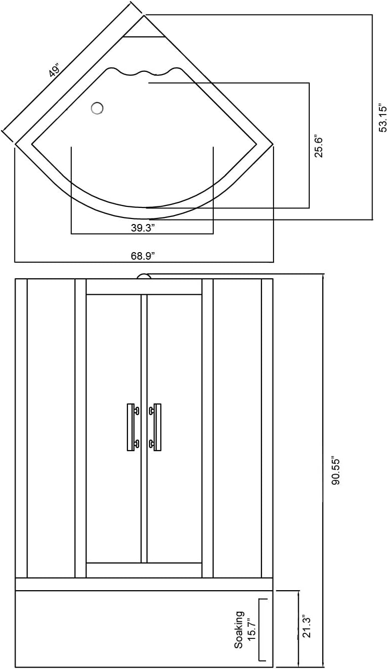 Whirlpool Bathtub and Shower Hydrotherapy MILAN 51 with Heater Hot Tub