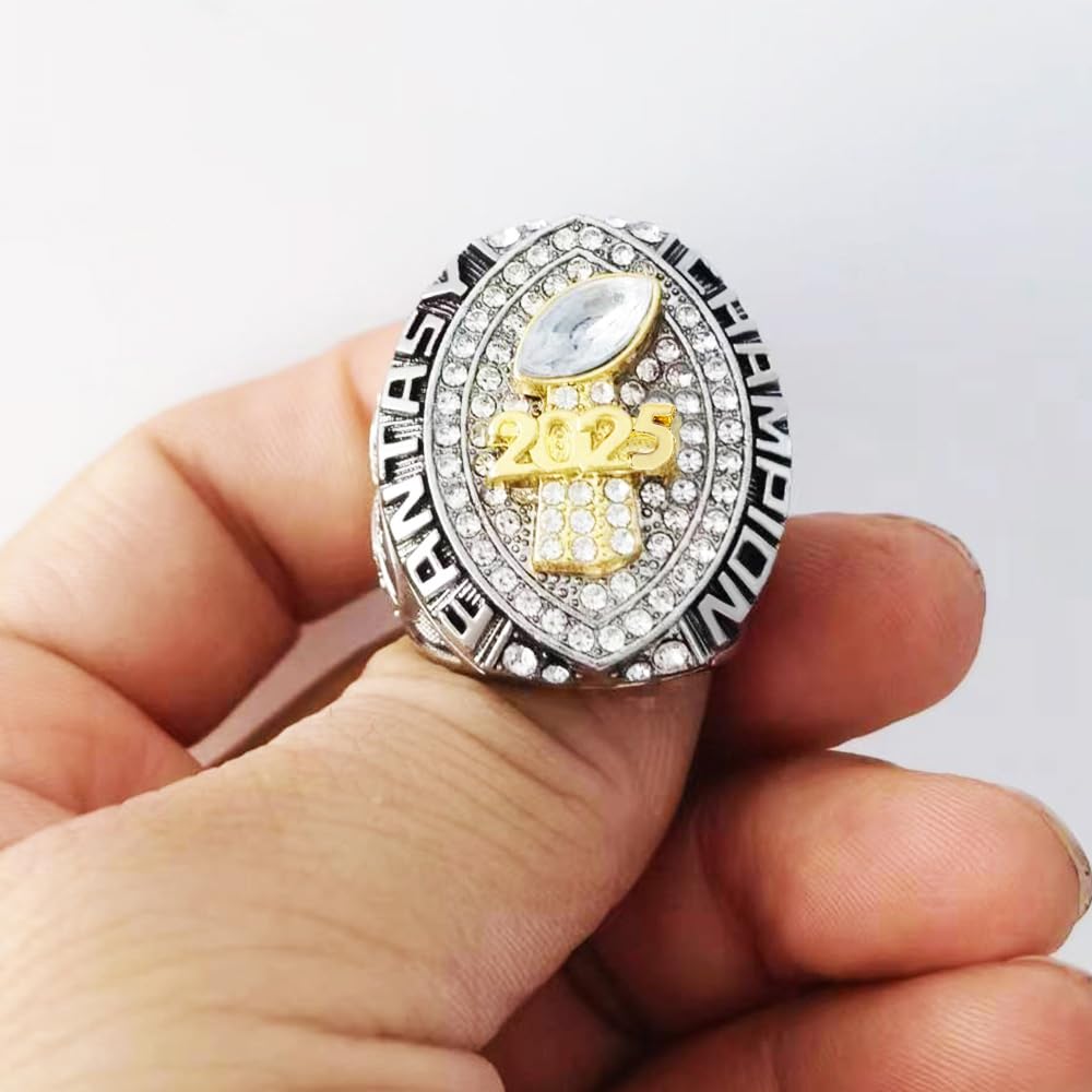 guancrown 2025 Fantasy Football Championship Ring Award Prize Trophy Sports Winner FFL Champion Ring With Box (size 12 with free box)