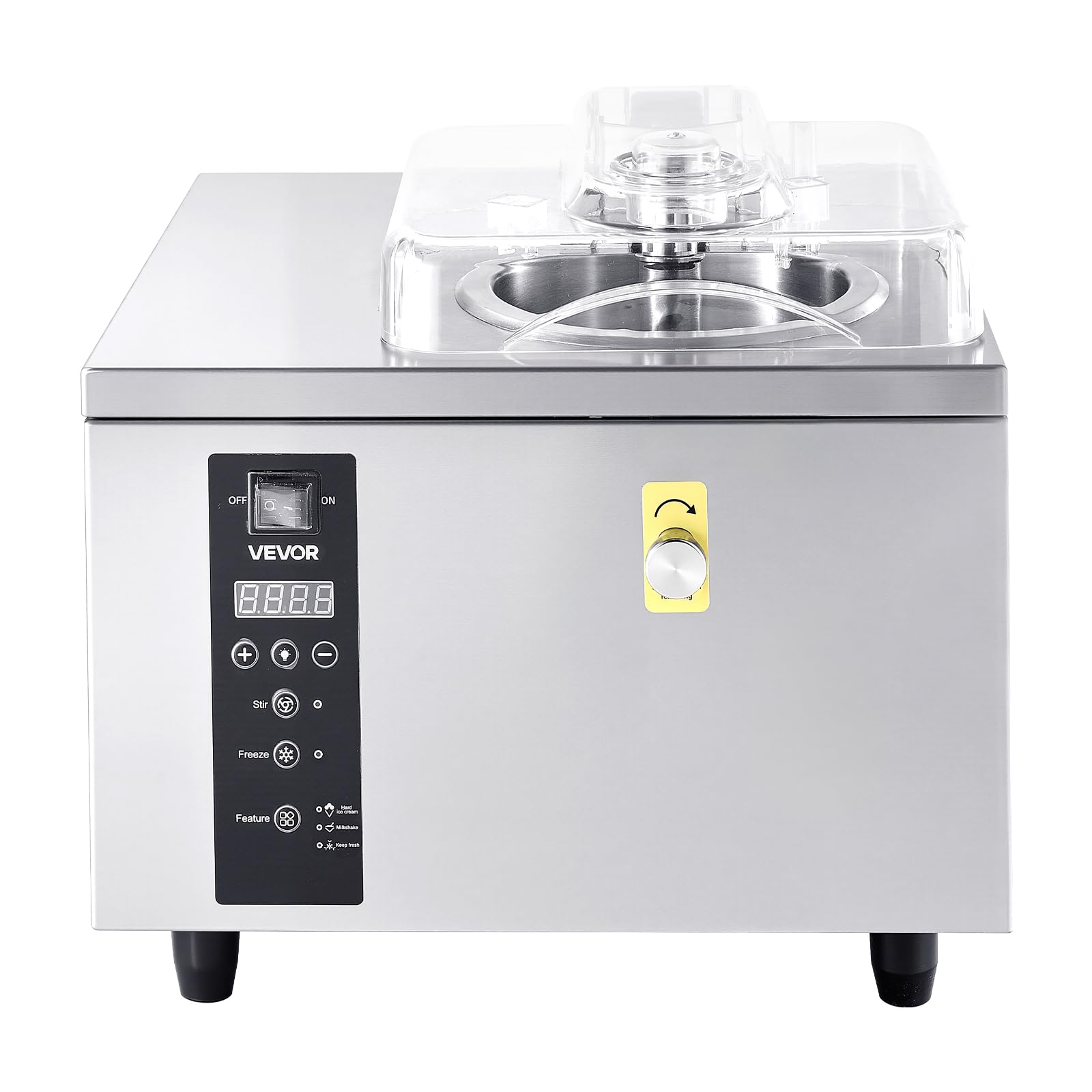 VEVOR Gewerbliche Eismaschine für Gelato 500 W, 5 L/h, Eiscrememaschine mit 2,8 L Edelstahlzylinder (304) & Selbstreinigendem LED-Bedienfeld & Hoher Produktivität für Snackbars Restaurants
