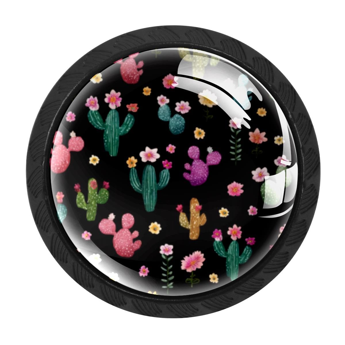 Heoeh Multi 4 4 Pcs Kitchen Cabinet Knobs, Cactus Florals Drawer Knobs Dresser Handles