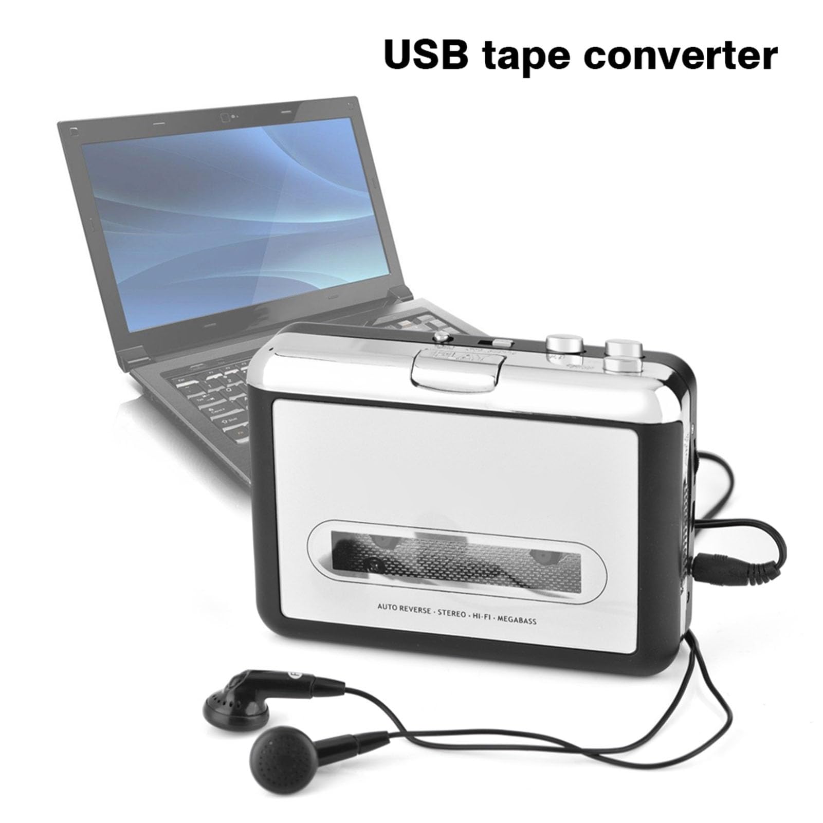 KANASI 5-częściowy zestaw odtwarzaczy kasetowych, kompaktowy przenośny rejestrator z podłączeniem przez USB, konwertuje taśmy muzyczne do formatu MP3 do celów rekreacyjnych i