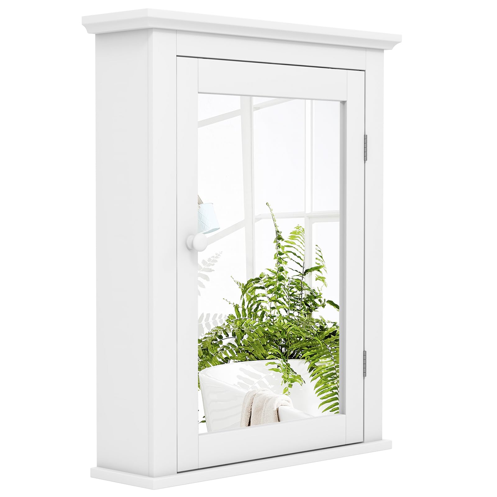 Safeplus White Medicine Cabinet with Mirror, Wall Mounted Adjustable Storage for Bathroom, Living Room, Bedroom, Entryway and Kitchen