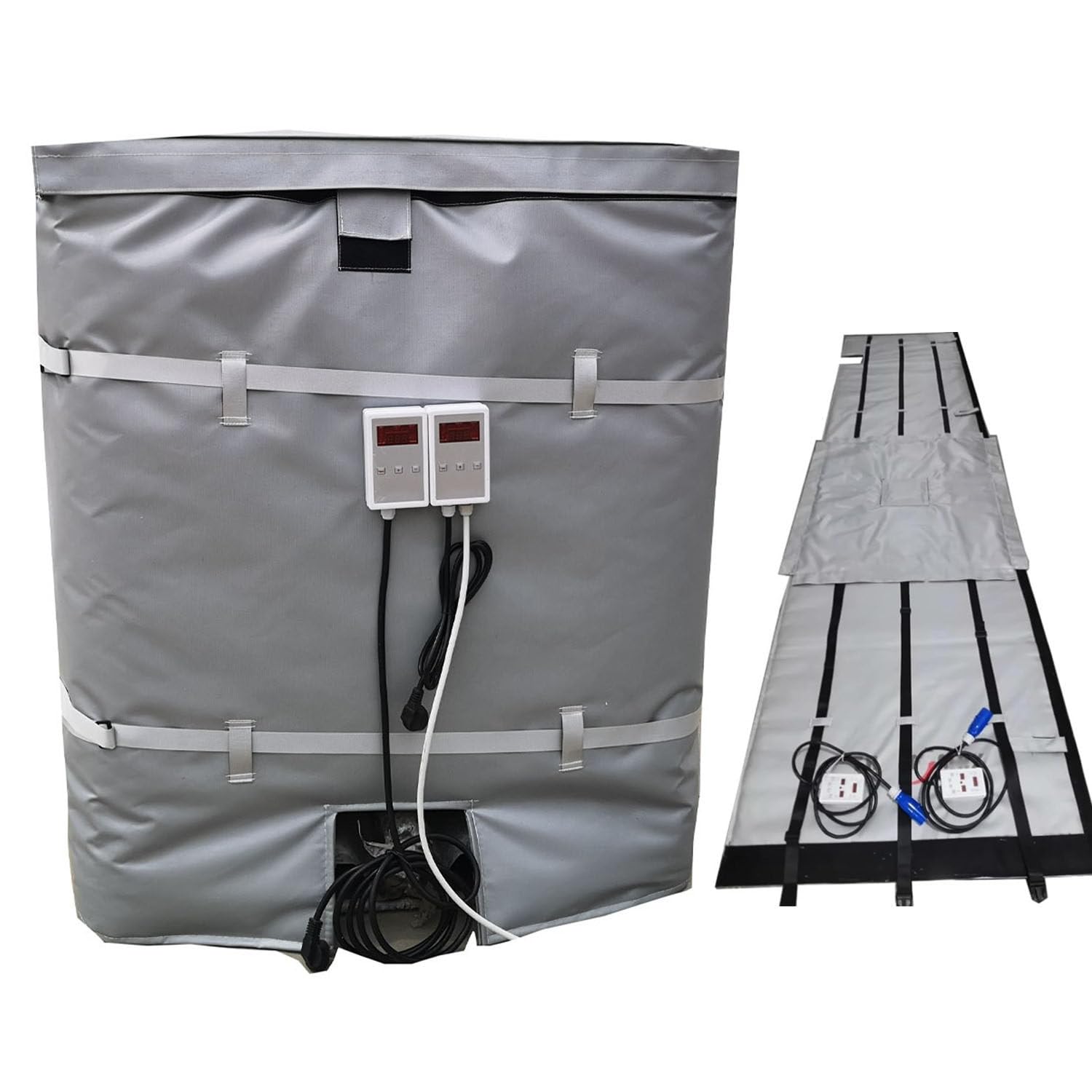 YNBSHGAA Drum Heating Blanket with Temperature Controller, 200L/1000L IBC Ton Barrel Heater, Oil Drum Heater, Insulation for Plastic Tanks,Grey-275Gallon/1000L