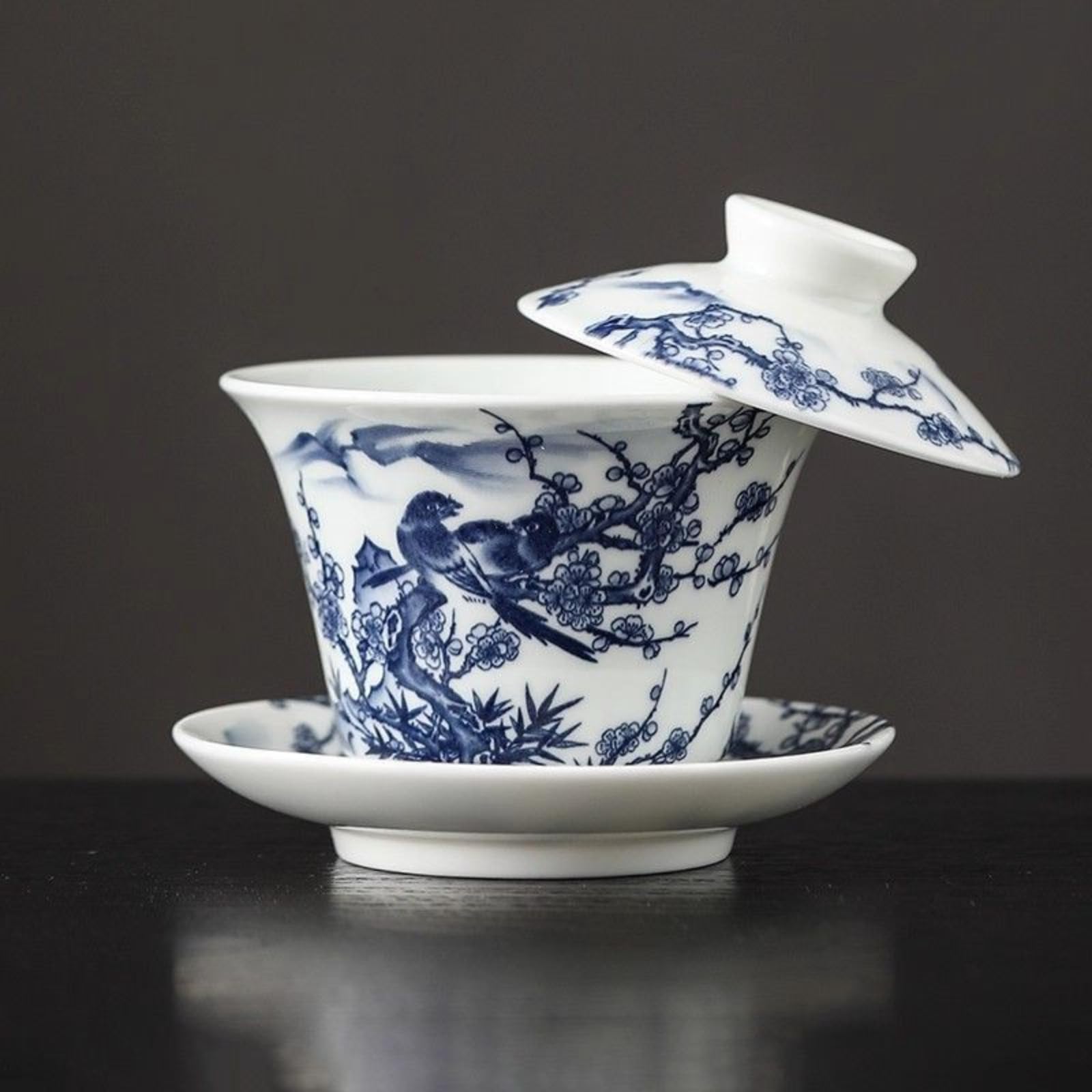 Gaiwan service à thé bleu et blanc en porcelaine 160 ml bol à infusion