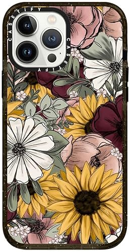 CASETiFY Impact - Funda para iPhone 13 Pro Max (protección contra caídas de 6.6 pies), diseño floral de KT's Canvases, color negro transparente