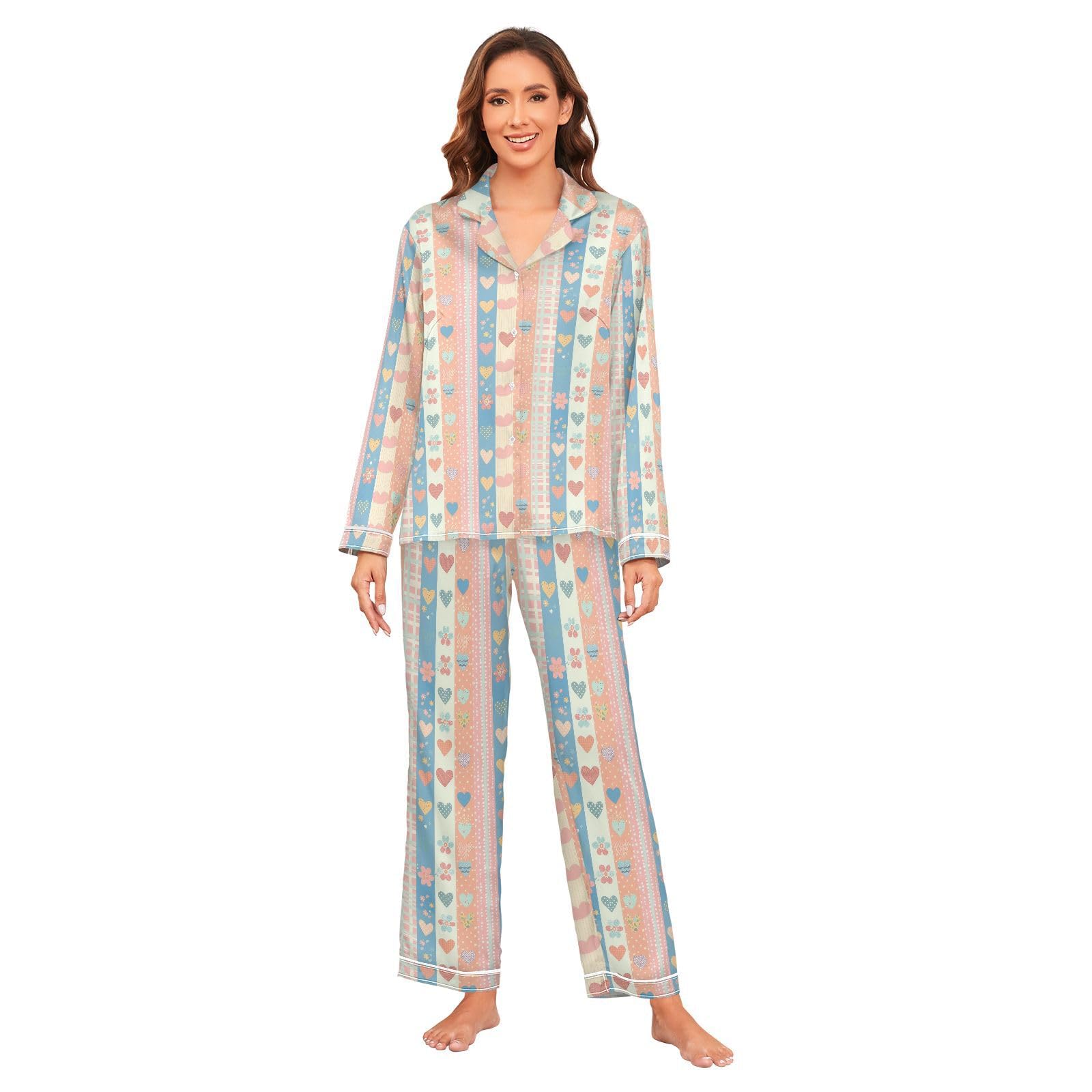 Jedwabna damska piżama zestaw miękkie długie spodnie Pj Zestawy Casual Ladies Sleepwear S-XXL