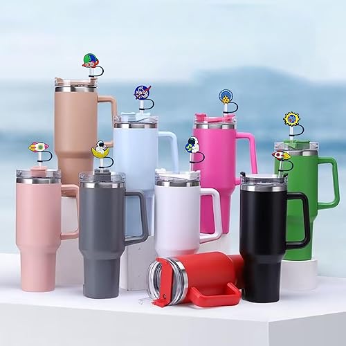 Miniatura 6 de Kleeblatt Tapas de pajitas de aviación, 8 piezas de bonitas puntas de silicona reutilizables, adornos de paja para vasos, adecuado para popotes de