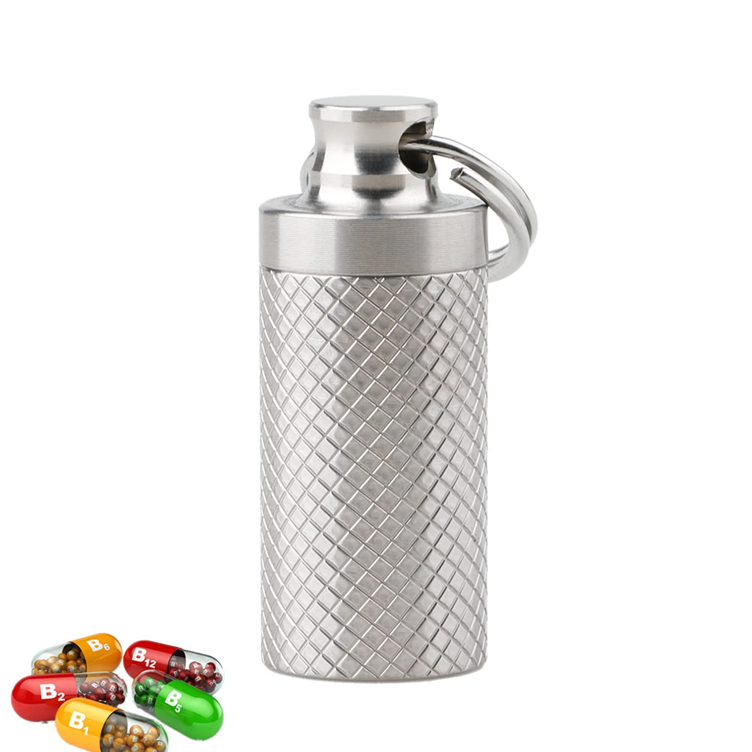 Small Portable Pill Case Keychain, Titanium Pill Fob Container, Discreet  Pill Carrier, Moisture Proof Pill Organizer Box, Pill Bottle First Aid Kit
