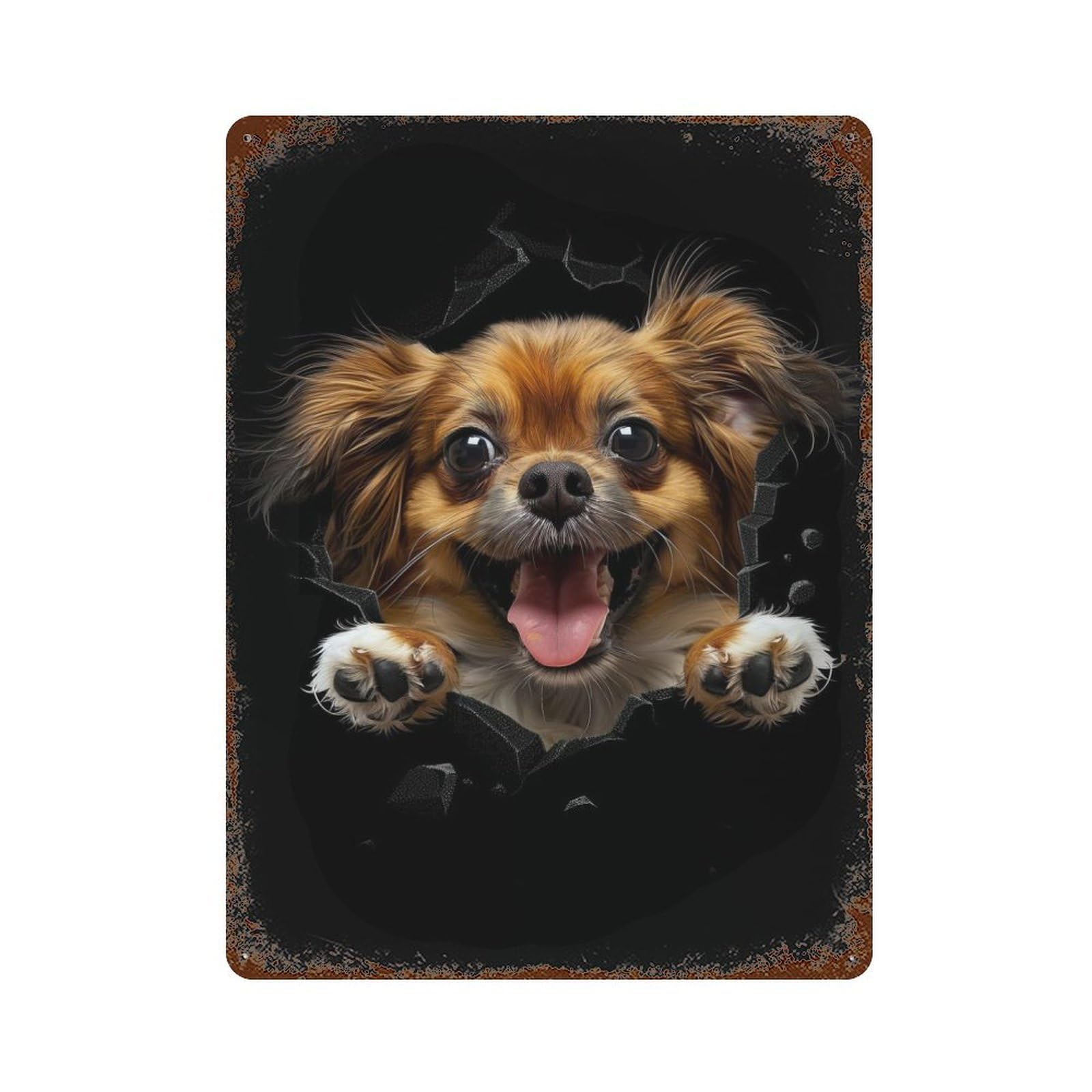 Tibetan Spaniel Rusty Metal Tin Sign 15.7"x11.8", Industrial Home Decor for Garage, Pub Or Kitchen