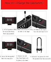 Vista 6 de U Lock-Candado de combinación de bicicleta - Candado de combinación de cuatro posiciones - Candado de grillete largo - con grillete ajustable