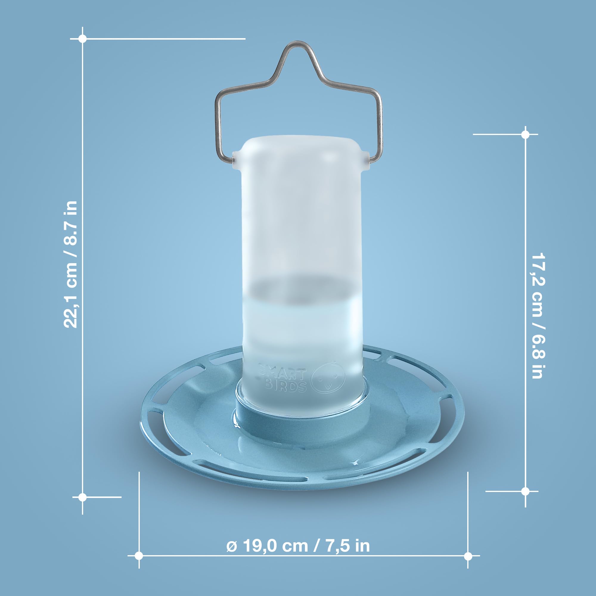 SWISSINNO Abbeveratoio per uccelli Zug SMART BIRDS Azzurro chiaro – Resistente ai raggi UV in plastica PC e ASA – Distributore d’acqua balcone terrazza giardino – Durevole e facile da pulire
