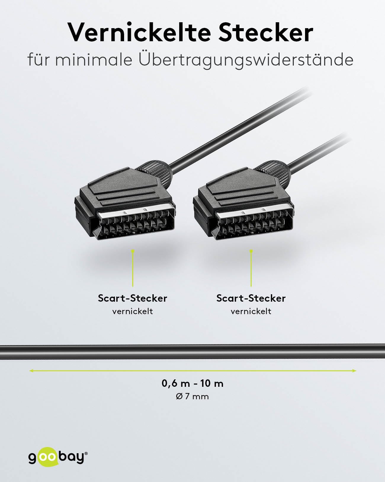 Goobay 11702 SCART kabel przyłączeniowy, niklowany, średnica 7 mm, długość kabla 1,5 m