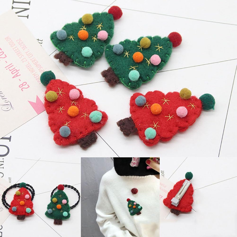 Amosfun Universal Christmas Brooch Set Felt Christmas Tree Pattern Festival Jewelry Diy Accessories Present Decor 3.14X1.96 Inches without Clip Band