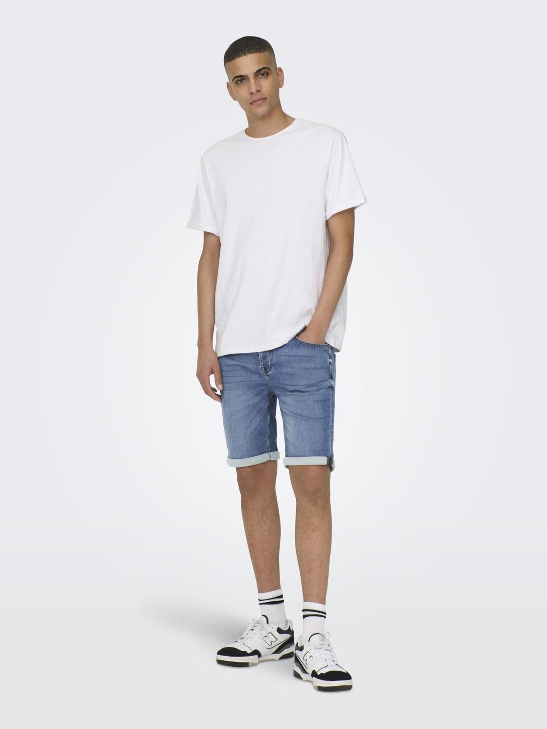 Hombres O&S Pantalones Cortos de Mezclilla Capri 3/4 Pantalones Bermudas Pantalones de Verano Pantalones Cortos de Ocio ONSPLY