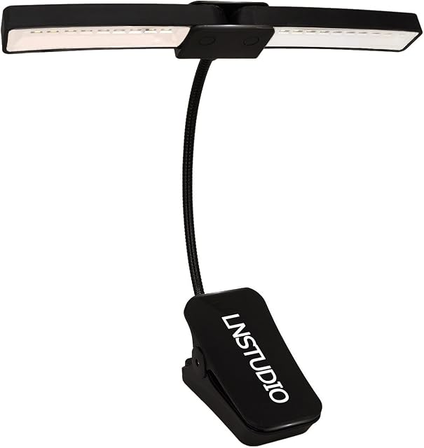LNSTUDIO Rechargeable 18 LED Eye-Care Book Light, Clip On Music Stand Light/Orchestra Lamp-2 Levels Brightness - No Flicker, Fully Adjustable