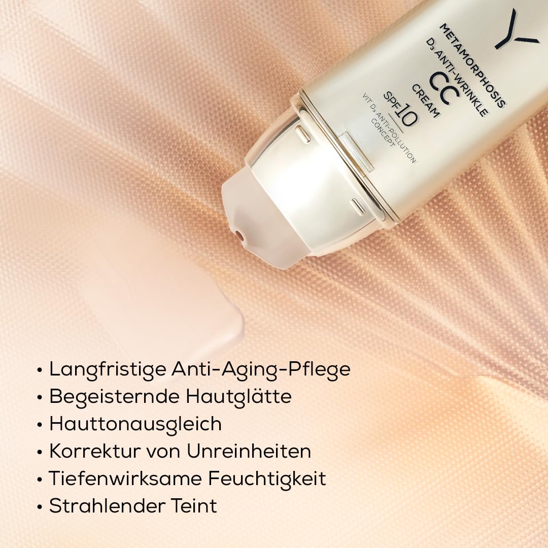 YONELLE CC Cream LSF 10, getönte Anti-Aging Tagescreme, 50 ml, 2 Neutral | Hyaluron, Peptide, Biopigmente, Feuchtigkeit, getönte Tagescreme Gesicht reife & sensible Haut, ohne Maskeneffekt