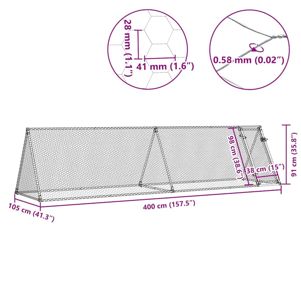 vidaXL Jaula para Gallinas, Caseta para Pollos Patos Conejos, Recinto para Animales, Gallinero para Jardín Patio, Acero Galvanizado Plateado