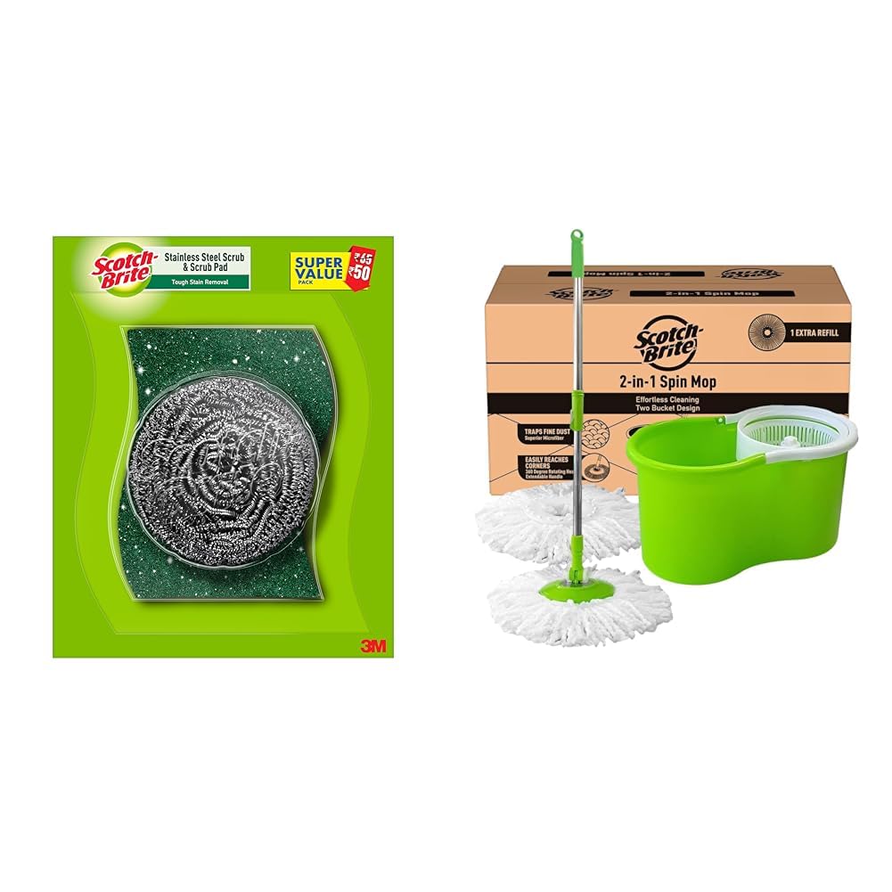 Scotch-Brite 1 Stainless Steel Scrubber (15g) and 2 Scrub Pads Combo (B0BFD7XGP2) Amazon Price History, Amazon Price Tracker