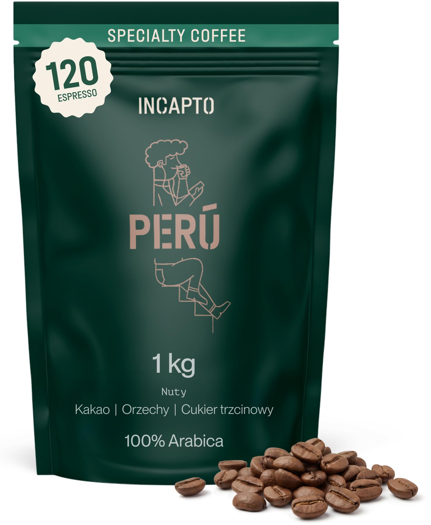 INCAPTO Kawa Ziarnista Specialty 1 kg · Średnio Palona | Peru