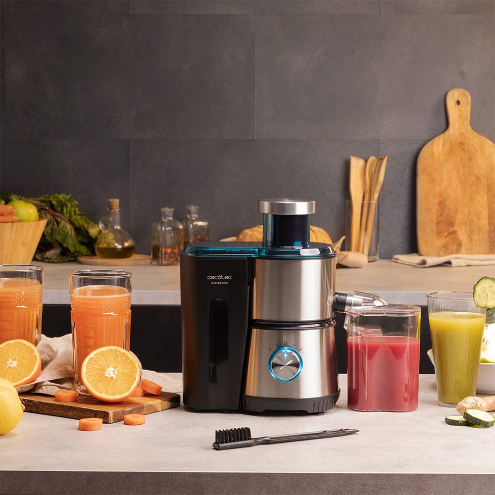 Cecotec Estrattore Juice&Fresh 400 Titan Black. 400W, 20.000 giri al minuto, 2 velocità, tubo di ingresso XL, disco rivestito in titanio