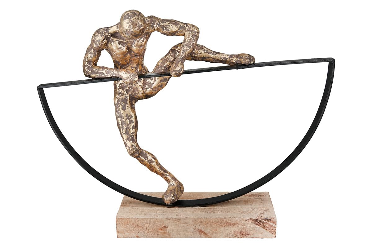 Casablanca Skulptur Lifting, Deko Figur Bronze, Metall u. Mangoholz Statue Wohnzimmer, Büro Dekoration H. 32 cm x B. 41 cm - Geschenk Moderne Skulpturen, Erfolgsfigur Motivation