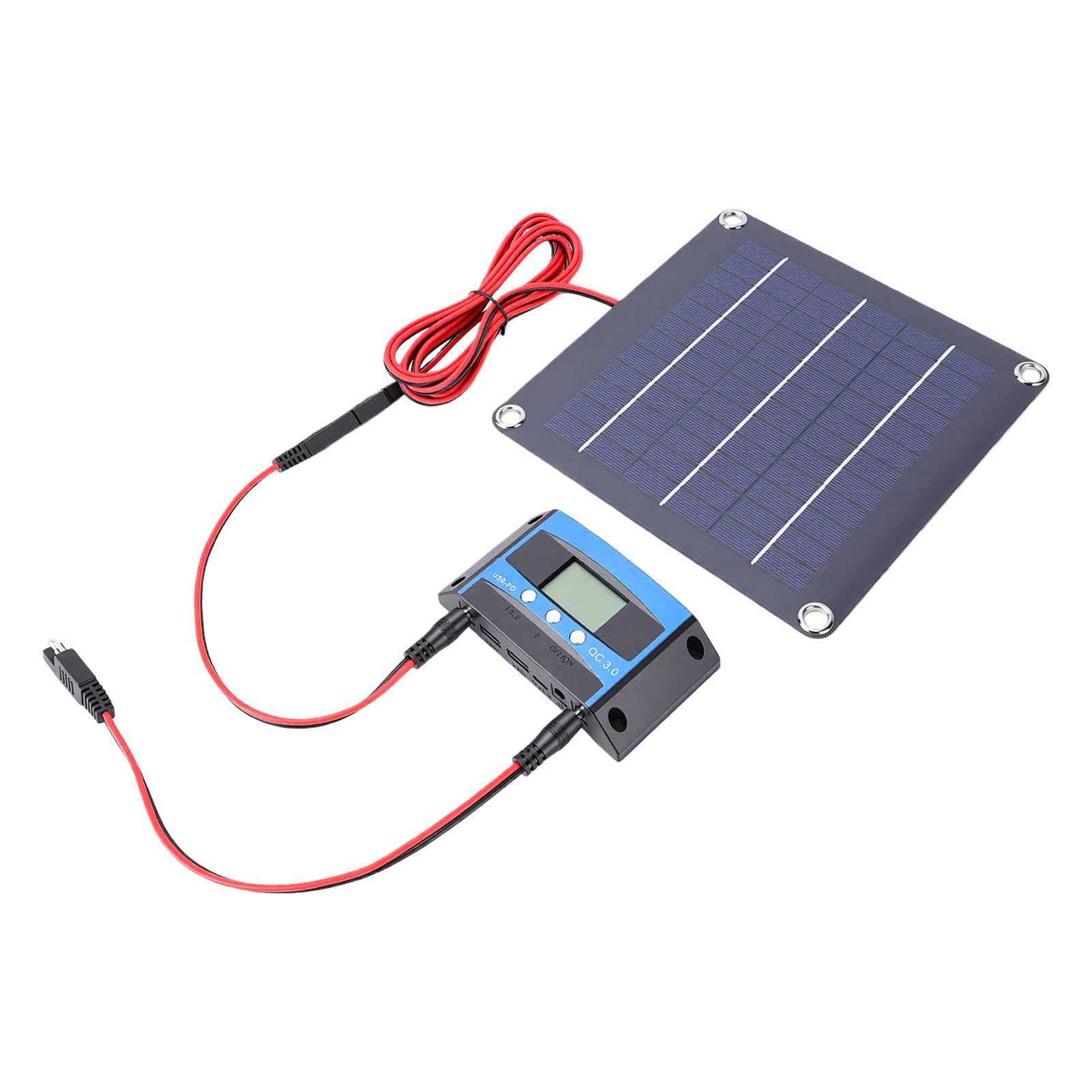 Kit Pannello Solare 20W, Monocristallino con Controllore di | Caricabatterie solare portatile con design impermeabile per campeggio marino in barca per , mantenitore di batteria solare