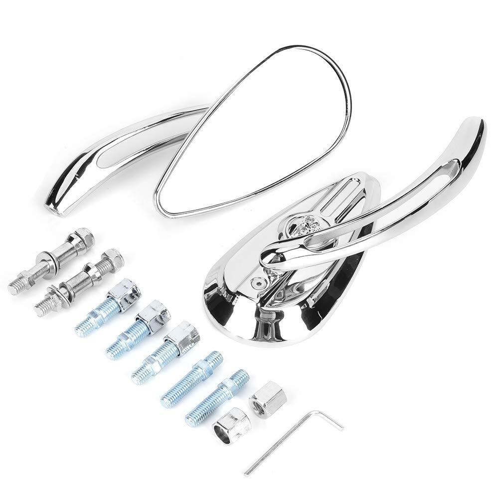 Specchietti per Moto, Specchietto Retrovisore Convesso per Moto da 8 mm 10 mm, Specchietti Retrovisori Cromati per Moto Riflettore per Manubrio a Goccia a Forma di Teschio