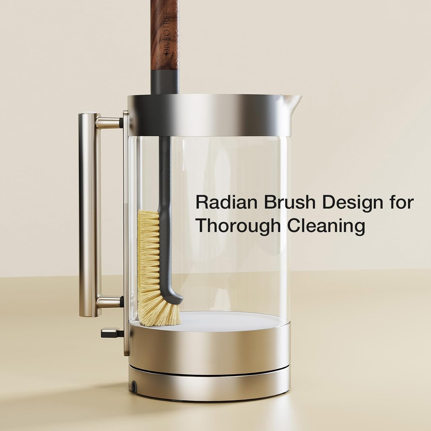 Cleaning Brush, Diveotree Hard Bristle Brush for Deep Cleaning Grout, Sink, Cup, Teapot, Bottle, Blender, Multi-Purpose Brush wih Long Handle for Kitchen (Black)