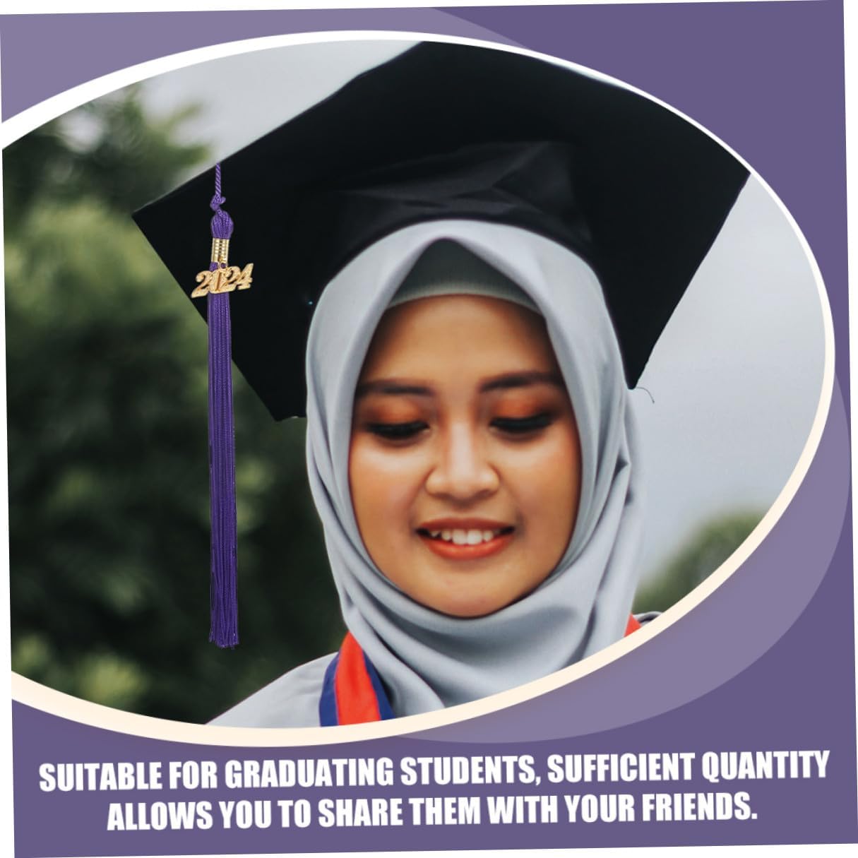 8pcs 2024 Graduation Cap Tassels Purple Academic Tassel Decorations Graduation Hat Accessories for Ceremony Decors
